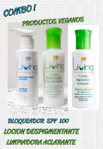 Combo Productos Living.bloqueador, Hidratante Y Limpiadora.