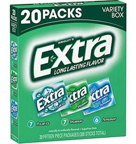 Chicle - Caja Variada De Chicles Extra Sin Azúcar 15 Ct., 20