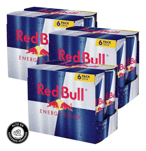 3 Red Bull Bebida Energizante 250ml X 6 - mL a $456