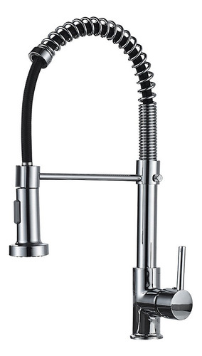 Grifo Griferia Cocina Gourmet Extensible Extraíble Rociador Acabado Brillante Color Plateado