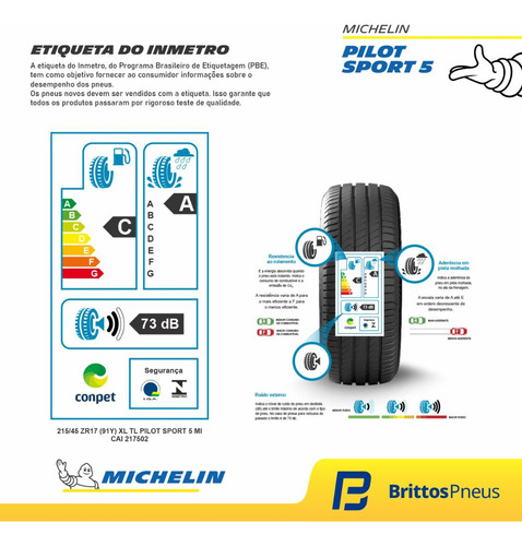 Pneu Pulse Aro 17 Michelin Pilot Sport 5 215/45 R17