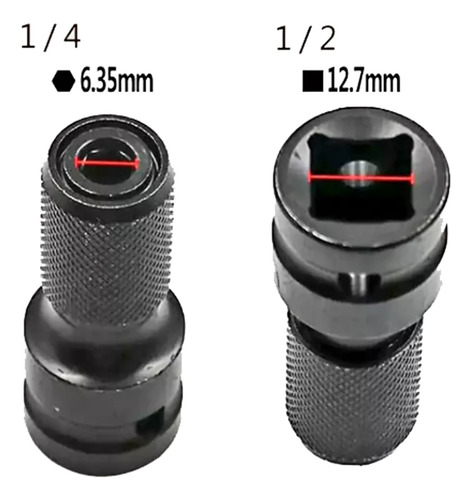 Adaptador de destornillador de impacto hexagonal 1/2 P/ 1/4