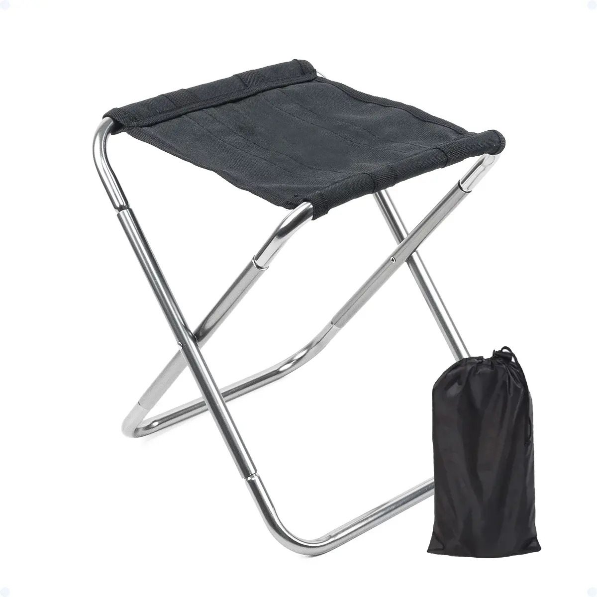 Banqueta Dobrável Portátil para Camping e Pesca 28" Preta