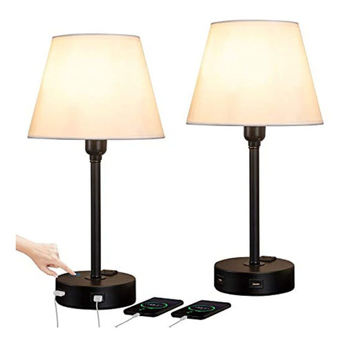 Lámparas De Mesa De Noche Con Control Táctil - 2 Unid. Zeefo