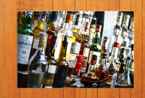 Cuadro 60x90cm Botellas Bar Tragos Whisky Vodka