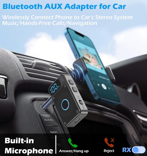 Receptor Bluetooth 5.4 Aux 3.5 Auto Coche Manos Libres