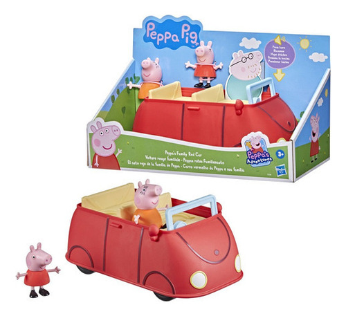 Set Auto Rojo Hasbro De La Famila De Peppa Pig + 2 Figuras 