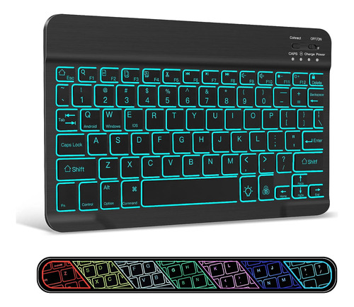 Teclado Inalámbrico Luz 7 Colores Compatible iPad Android Ms