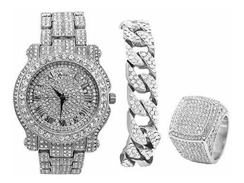 Reloj De Ra - Bling-ed Out Round Luxury Mens Watch W-bling-e