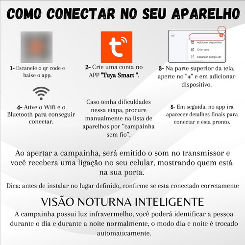 Campainha Smart Com Câmera De Vídeo Saída De Voz Segurança
