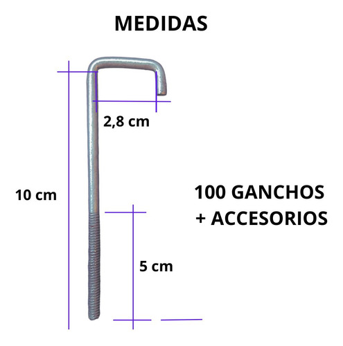 Ganchos Para Techos 2x1 Corto Caja De 100 Unidades 