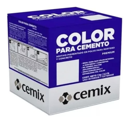 Color Para Cemento Pigmento Azul Turquesa 1 Kilogramo Cemix