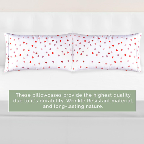 Juego De 2 Fundas De Almohada Ultra Suaves Estampado Corazon