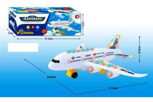 Avión En Caja Con Luz Y Sonido Juguete Premium Multiuso Color Blanco