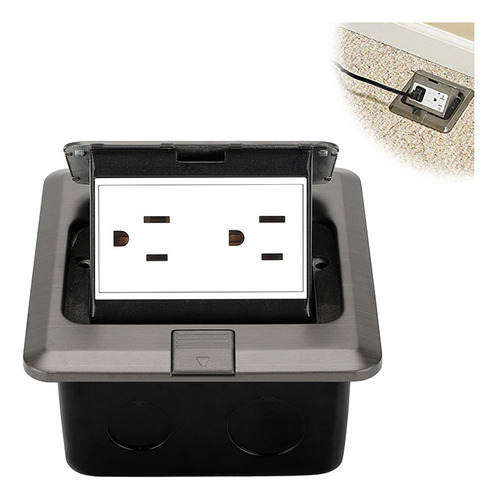 Oraab 2 Tomas Emergentes De Suelo Tipo Empotrado, Caja Oculta De Enchufe Con Tapa Abatible, Ideal Para Encimeras En Hogares Y Oficinas, Diseño Discreto Y Funcional Para Múltiples Usos Eléctricos