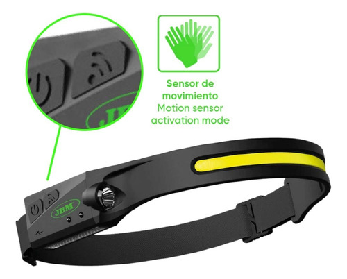 Lampara Led Portátil Tipo Minero C/luz Frontal Jbm54004 Linterna Negro Luz Blanco