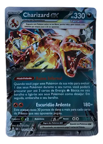 Charizard Ex 125/197 Carta Pokémon Tera Original Copag Raro