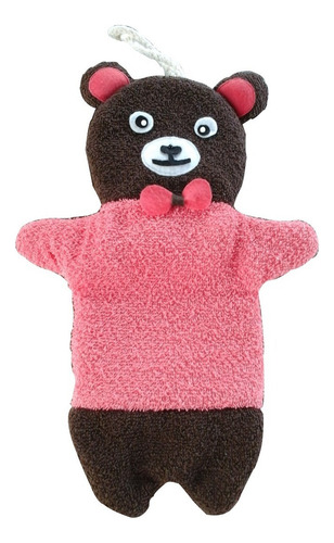 Bucha Luva Urso Marrom/coral Infantil Cor Rosa