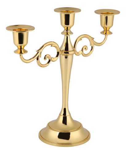 Candelabro De Metal De 3 Brazos De Estilo Europeo