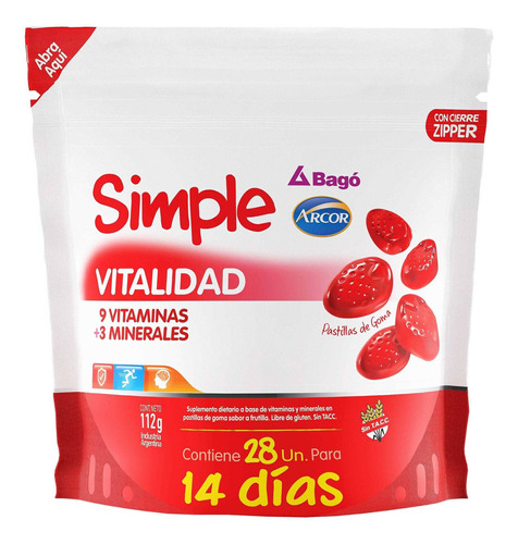 Bagó Simple Vitalidad Minerales Vitaminas 28 Pastillas Goma