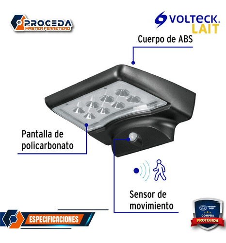 Arbotante Solar Led 4 W Con Sensor De Movimiento 49073