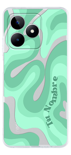 Funda Para Realme Para Mujer Curvas Verdes Con Tu Nombre