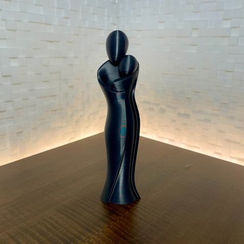 Estatua Escultura Abstracta Mamá Madre Con Bebé En Brazos Negro
