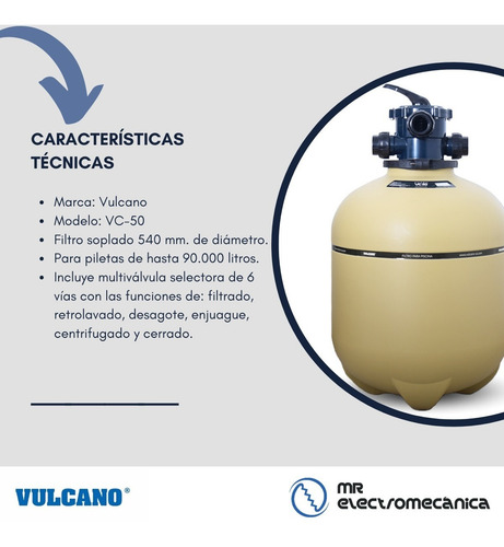 Imagen 4 de 10 de Filtro Vulcano Pileta Vc50 90.000 Litros - Soplado