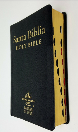 Imagen 3 de 9 de Biblia Bilingue Ingles - Español Piel Negro Indices Rvr/kjv