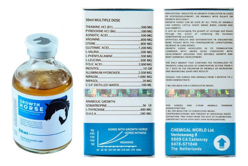 Growth Horse 50ml - Ganho De Estaturaem Dobro E Massa
