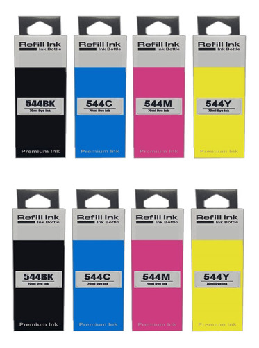 Pack De Recarga 8 Tinta Para Epson T544 L3110 L3150 L3250