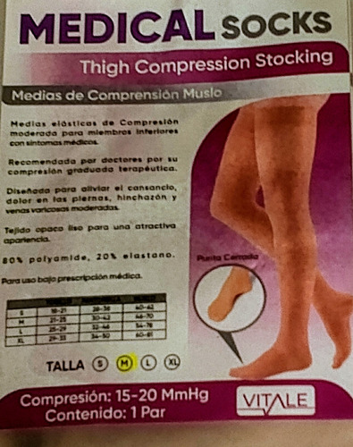 Medias De Compresión Muslo Talla M -vitale-