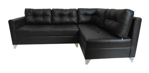 Sofa Modular En L Emerson Derecho Ecocuero Negro