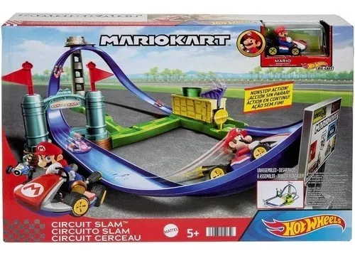 Pista de autos Hot Wheels Circuito Slam Mario Kart color azul 13