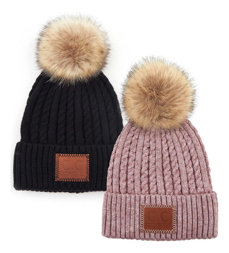 Gorro Funky Junque Warm Knit De Piel Sintética Con Pompón: T