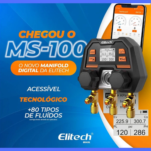 Manifold Digital 2 Vias Com Bluetooth Ms-100 - Elitech