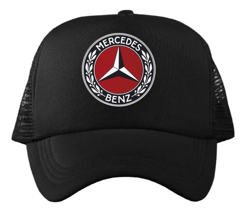 Gorra Negra Malla Mercedes Benz Retro Unitalla Ajustable