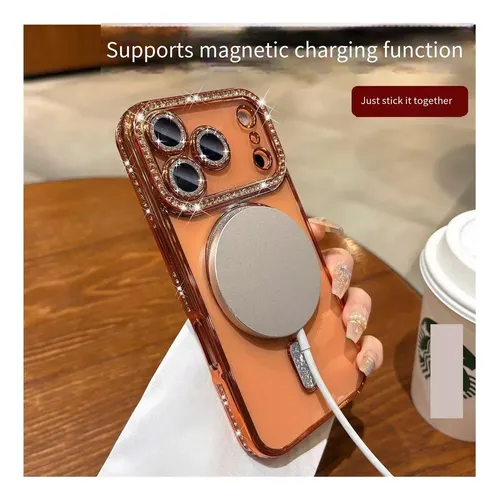 S Transparent Magnetic Case With Rhinestones For iPhone 17 Y