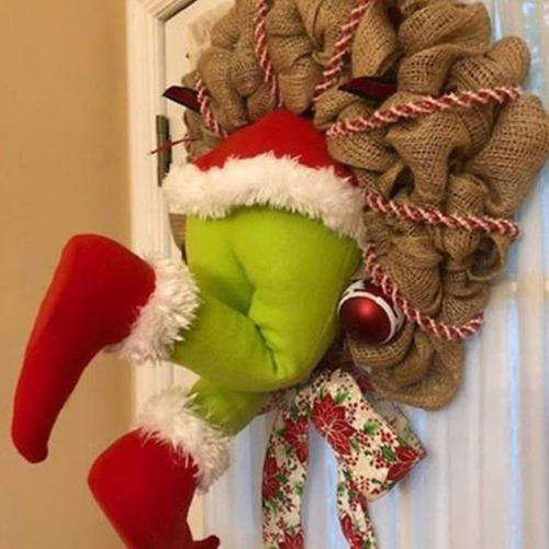 Corona De Flores De Ladrón Del Grinch Para Decoración De Árb