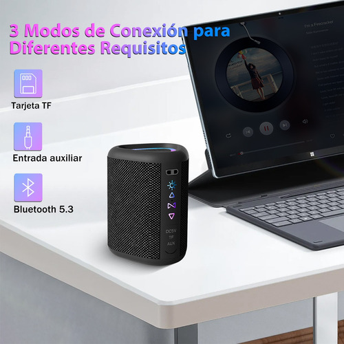 Bocina Bluetooth Inalámbrico Portátil Impermeable Rgb Aux Tf