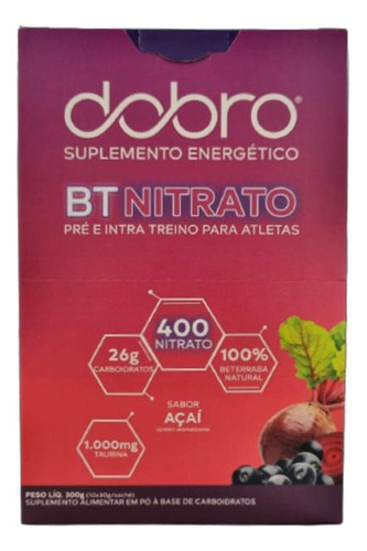 Bt Nitrato Açaí Com Taurina Sachê 30g Dobro 10 Unidades