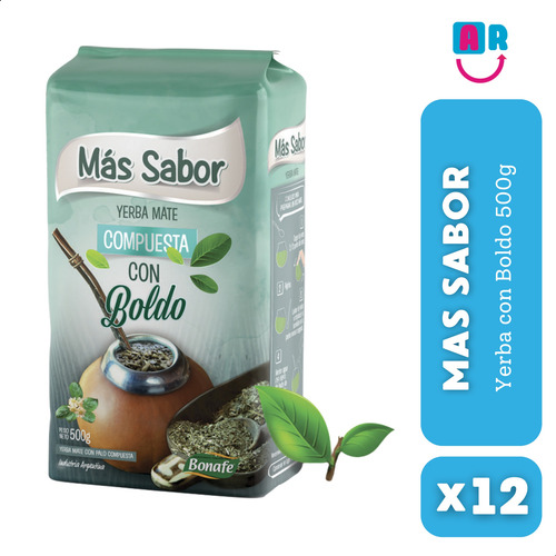Yerba Mas Sabor Boldo 500g X12 Unidades