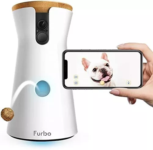 Cámara para mascotas con dispensador de golosinas, cámara inteligente WiFi  para perro/gato, aplicación gratuita, lanzamiento para perros/gatos, cámara