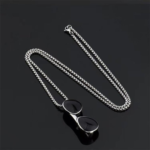 Collar Cadena Dije Lentes Gafas Acero Inoxidable Caballero