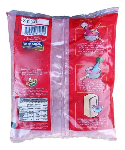 Gelatina En Polvo 230 Gr Frutilla Fresa Pack X 120 Unidades