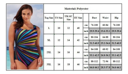 Bikini Una Pieza Monokini De Rayas Talla Extra Trajes Baño