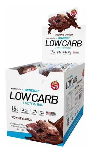 Low Carb Protein Bar Cajita Proteina 10 Unidades Gentech 15g