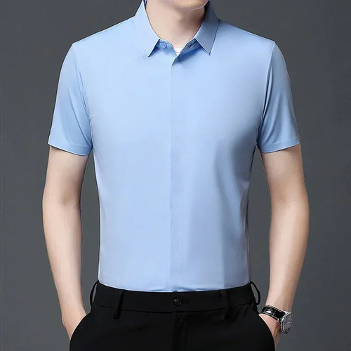 Camisa De Vestir De Seda Para Hombre De Negocios, Resistente