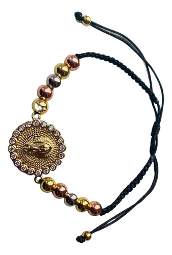 Pulsera Manilla Virgen De Guadalupe Tejida En Rodio