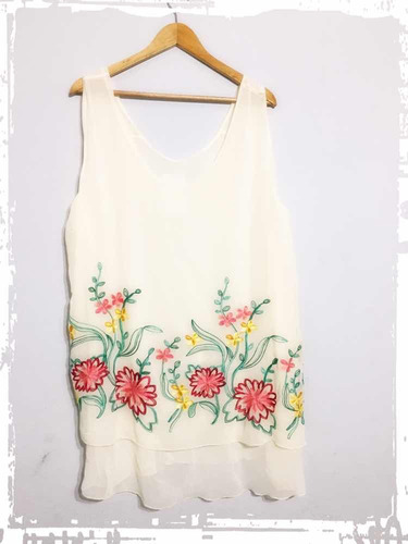 Musculosa Talle 8 Talles Grandes De Gasa Bordada